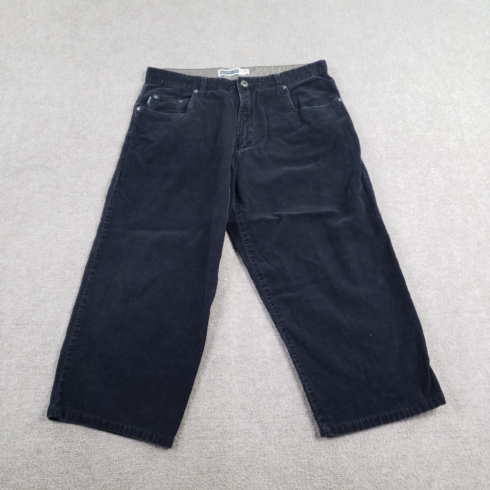 Vtg Quiksilver Pants Mens 36x32 (Fits 34x22) Black Corduroy Cropped Y2K Grunge